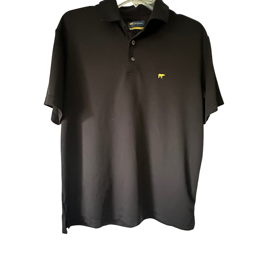 Jack Nicklaus Black‎ Golf Polo Shirt Mens M Short Sleeve Embroidered Bear Logo